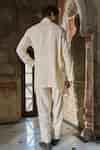 Buy Ivory Cotton Textured Cotton-linen Longline Shirt And Pant Set For ...