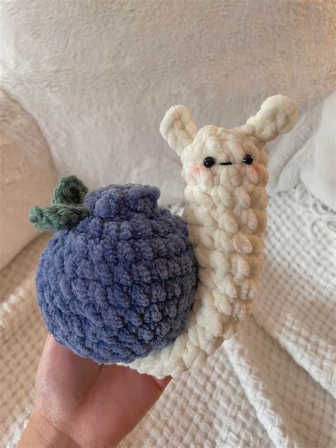 Crochet Blueberry Snail/cute Amigurumi Snail Plush/special Yarn Fruit ...