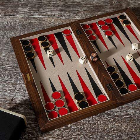 Premium Backgammon Set - Walnut Brass Leather Backgammon - Large 18 ...