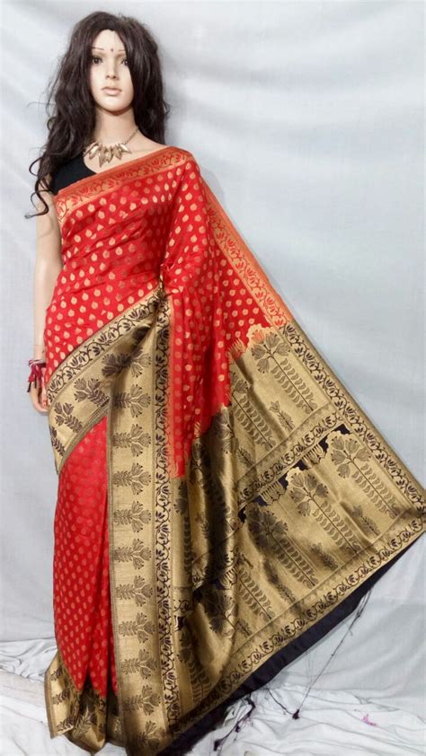 Red Fancy Pure Cotton Silk Sarees – Dailybuyys