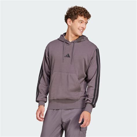 Clothing - Essentials 3-Stripes French Terry Hoodie - Purple | adidas ...