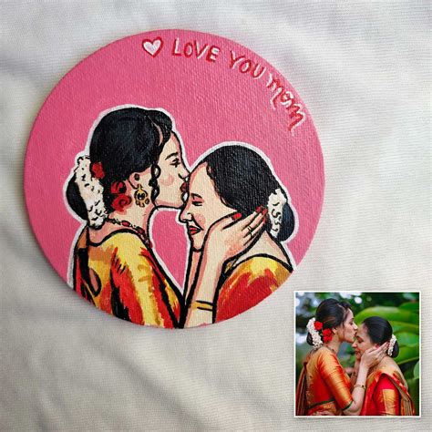 Buy Personalized Photo Based Caricature Round Pink Fridge Magnet Online ...