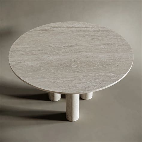 Buy Jen Round Travertine Stone Dining Table - Nismaaya Decor