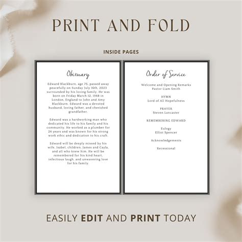 Image result for Male Funeral Program