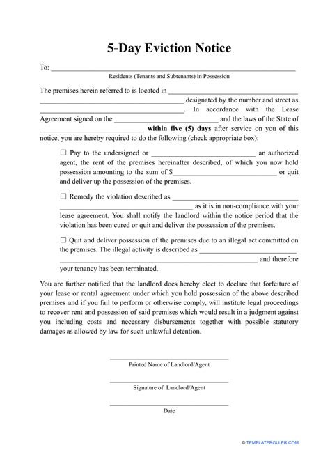 printable 30 day eviction notice
