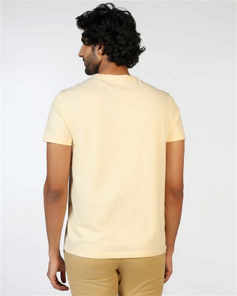 Buy Hexa Cream Crew Neck Textured T-Shirt Online India
