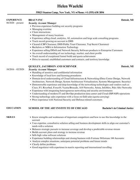 Security Account Manager Resume Samples | Velvet Jobs