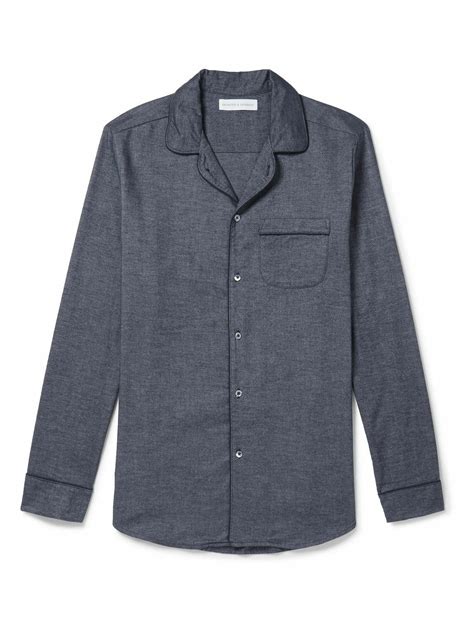 Desmond & Dempsey - Brushed Cotton-Twill Pyjama Shirt - Blue Desmond ...