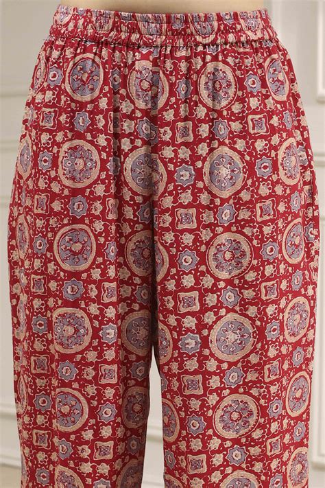 Buy Red Satin Solid Kaftan-Style Kurta Set Online at Biba India