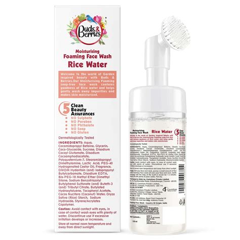 Buy BUDS & BERRIES MOISTURIZING RICE WATER FOAMING FACE WASH WITH BUILT ...