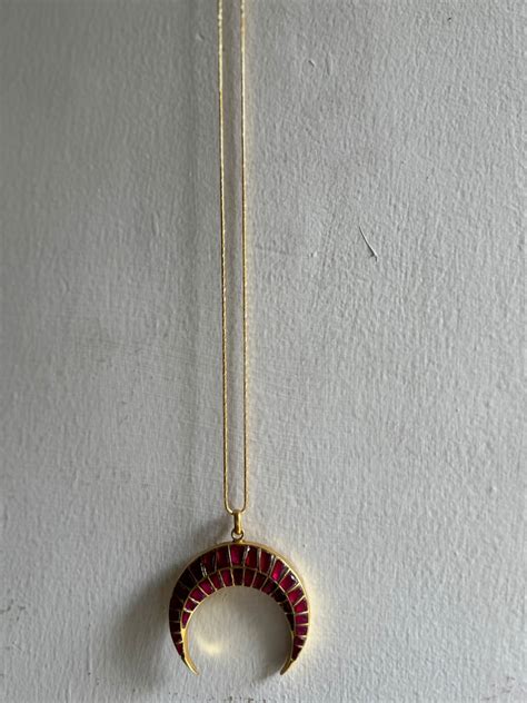 Big chand crescent pendant necklace – Dhora India