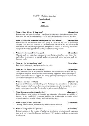 CCW331 - Business Analytics-2 marks& 16 marks QB - CCW331- Business ...