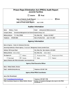 Fillable Online Prison Rape Elimination Act (PREA) Audit Report - New ...