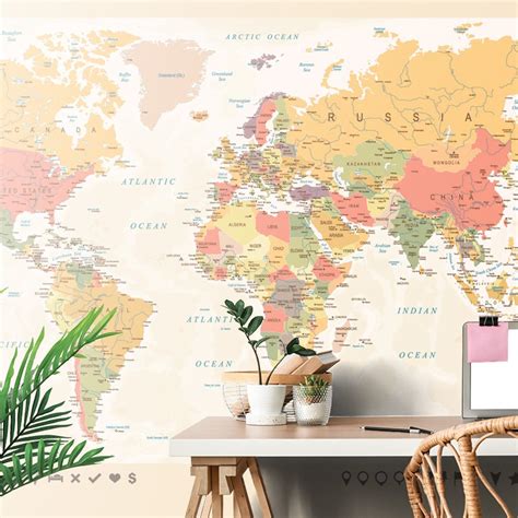 Wallpaper detailed map of the world | Dovido.com