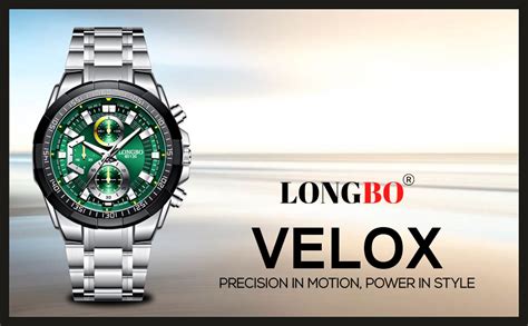 LONGBO Silver Green Business Casual Stainless Steel Decorative Subdials ...