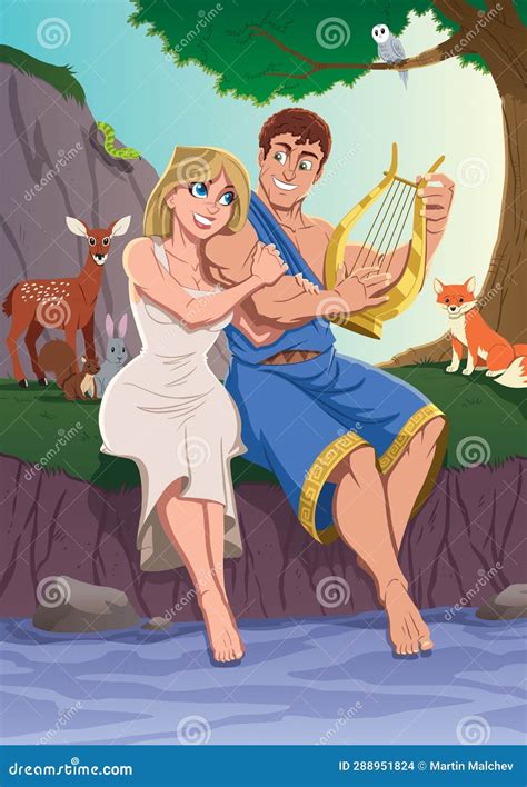 Orpheus and Eurydice stock vector. Illustration of mythology - 288951824
