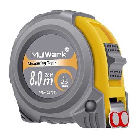 MulWark 26ft Measuring Tape Measure by Imperial Inch Metric Scale with ...