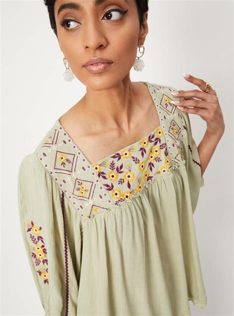 Buy Women Embroidered Square Neck Top Online at just Rs. 799.0 ...