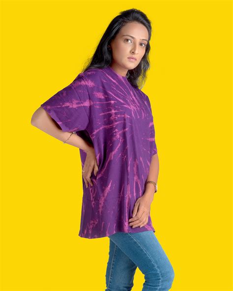 Buy Women's Purple Tie & Dye Loose Comfort Fit T-shirt Online at Bewakoof
