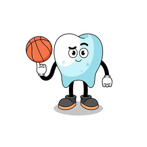 Tooth illustration as a basketball player | Premium Vector