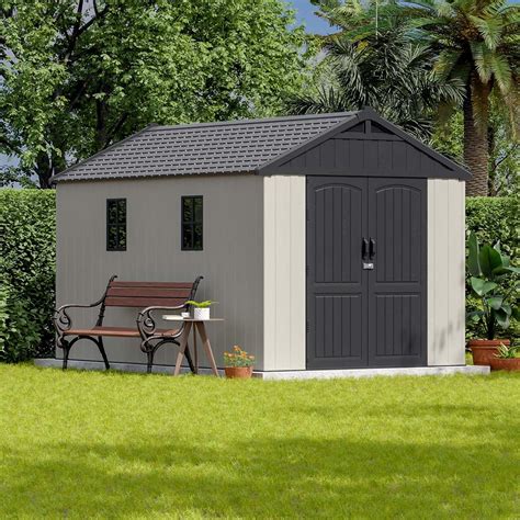 Amazon.com : Patiowell 8 x 12 FT Plastic Outdoor Storage Shed with ...