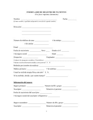 Fillable Online printable spanish patient registration form Fax Email ...