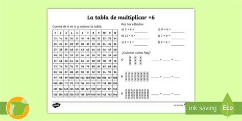 Ficha de actividad: La tabla de multiplicar x6 - Twinkl