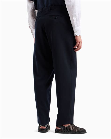Double-pleat trousers in virgin wool canneté | Giorgio Armani