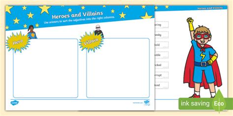 Heroes and Villains Sorting Activity (teacher made) - Twinkl