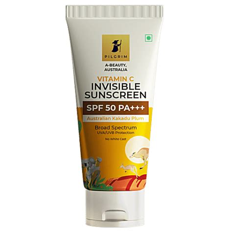 Pilgrim Vitamin C Invisible Sunscreen SPF 50 PA+++ For Women & Men Wit ...