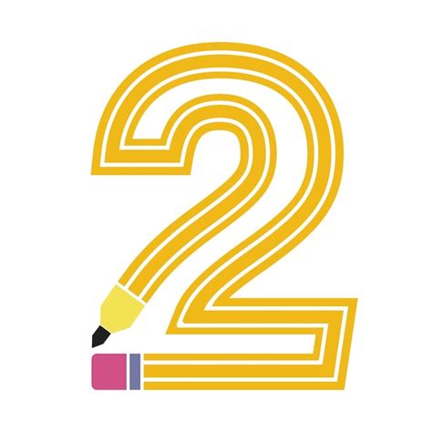 Numéro deux Illustration de traits de crayon Art graphique parfait pour ...