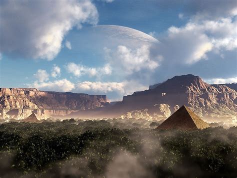 Download wallpaper 1400x1050 pyramid, fantasy, planet, sky, canyons ...