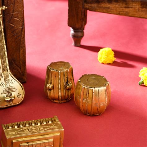 Brass Tabla, Dugi, Sitar And Harmonium Decor Set – Vedansh Craft