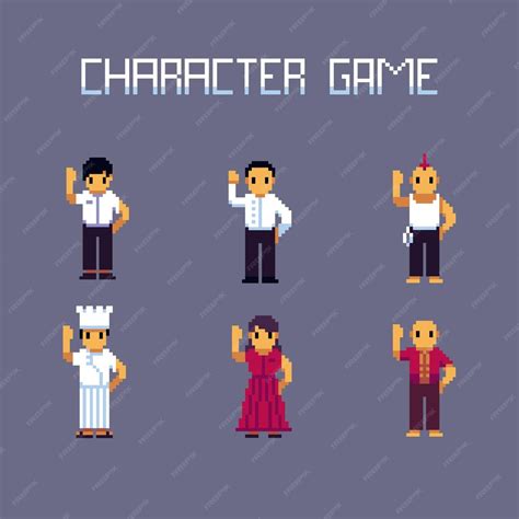 Pixel art character set | Premium Vector