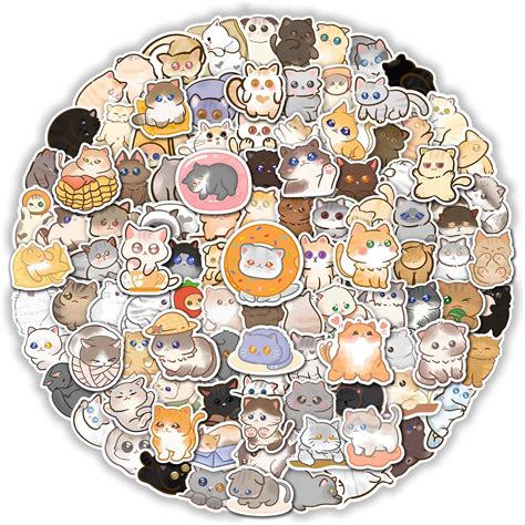 Amazon.com - 100 Pcs Cute Cat Stickers, Aesthetic Cat Waterproof Vinyl ...