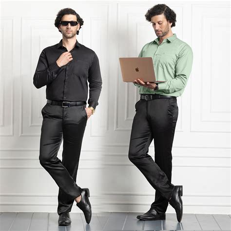 Combo of 2 Premium Cotton Formal Shirts – Black & Pista Green | Single