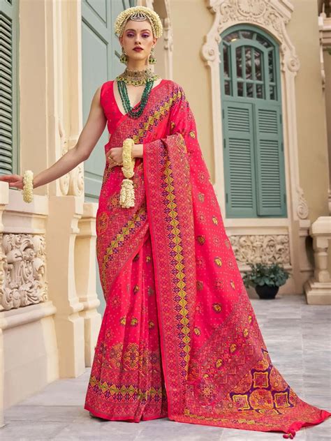 ⚡️Buy Beautiful Pink Zari Weaving Silk Event Wear Saree With Blouse ...