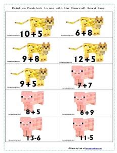 Image result for Minecraft Math Addition Sheet