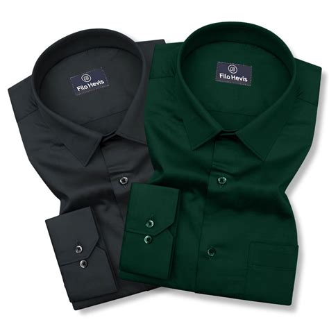 Combo of 2 Premium Cotton Formal Shirts – Black & Teal Green | Single