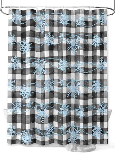 Christmas Snowflakes Shower Curtain Set ，Waterproof Fabric Shower ...