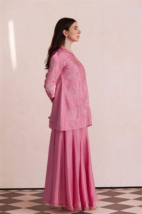 One Not Two - Rose Pink Sharara Set - Elahe