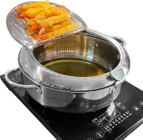 Amazon.com: Deep Frying Pan, Japanese-style Tempura Deep Fryer With ...