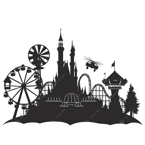 Silhouette Design Of Theme Park, Adventure, Amusement, Attraction PNG ...