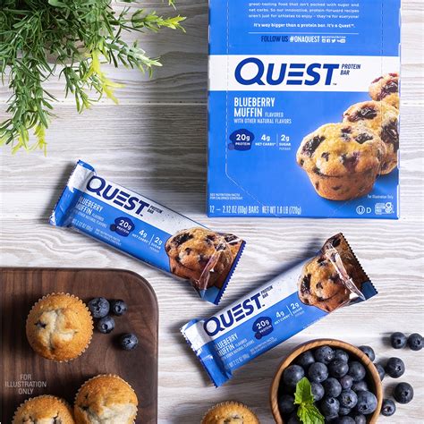 Quest Nutrition Blueberry Muffin Protein Bars, High Protein, Low Carb ...