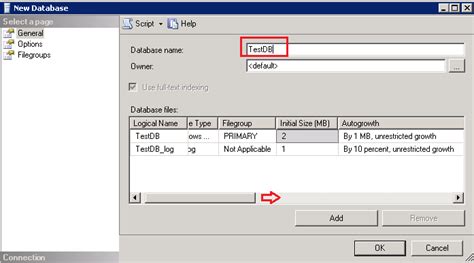 CreateDatabase SSMS 的图像结果
