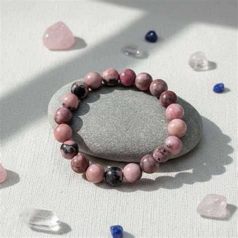 JewelMaze Rhodonite Natural Stone Bracelet For Emotional Healing, Love