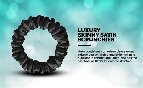 SILVR BEAR Luxury Black Skinny Satin Scrunchies for Women | Pack of 6 ...