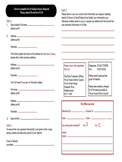 Fillable Online Subject Access Form - Wyre Forest District Council Fax ...