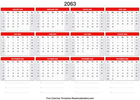 2063 Calendar