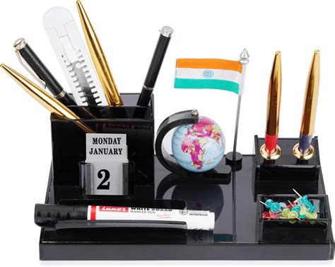 panku® Acrylic Flag Pen Stand For Office Study Table Stylish ...